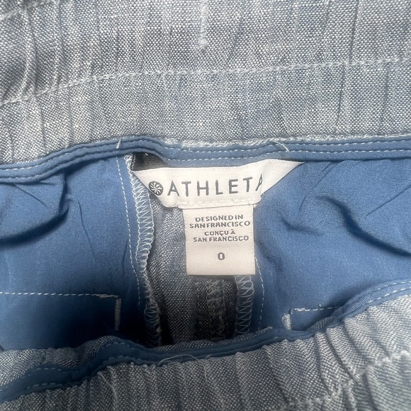 Athleta Cabo Linen Pull On Pants Wide Leg Blue - Picture 5 of 6